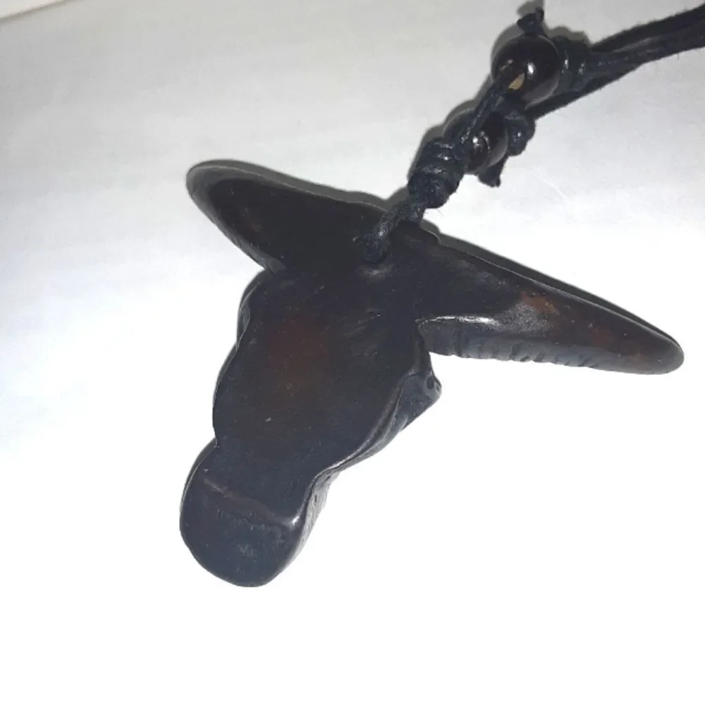 Hand CRAFTED UNISEX brown bull head pendant with adjustable necklace